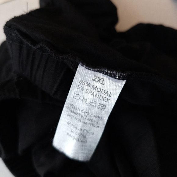 Boutique 2 Piece Comfy Stretchy Pajama Pant Set Satin Trim Black Women's sxz 2X - Picture 8 of 8